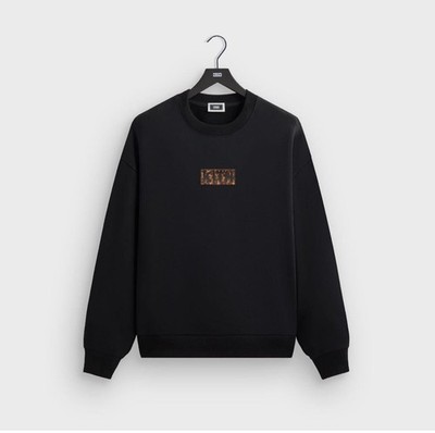 Kith Classic Logo Leopard Applikation Nelson Crewneck Schwarz M Neu
