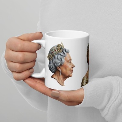 Royal Portrait Glossy Mug   Elegant Noble Art Cup with Classic Regal