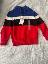 Polo Ralph Lauren Boys 4T Knit Quarter Zip Red Multi