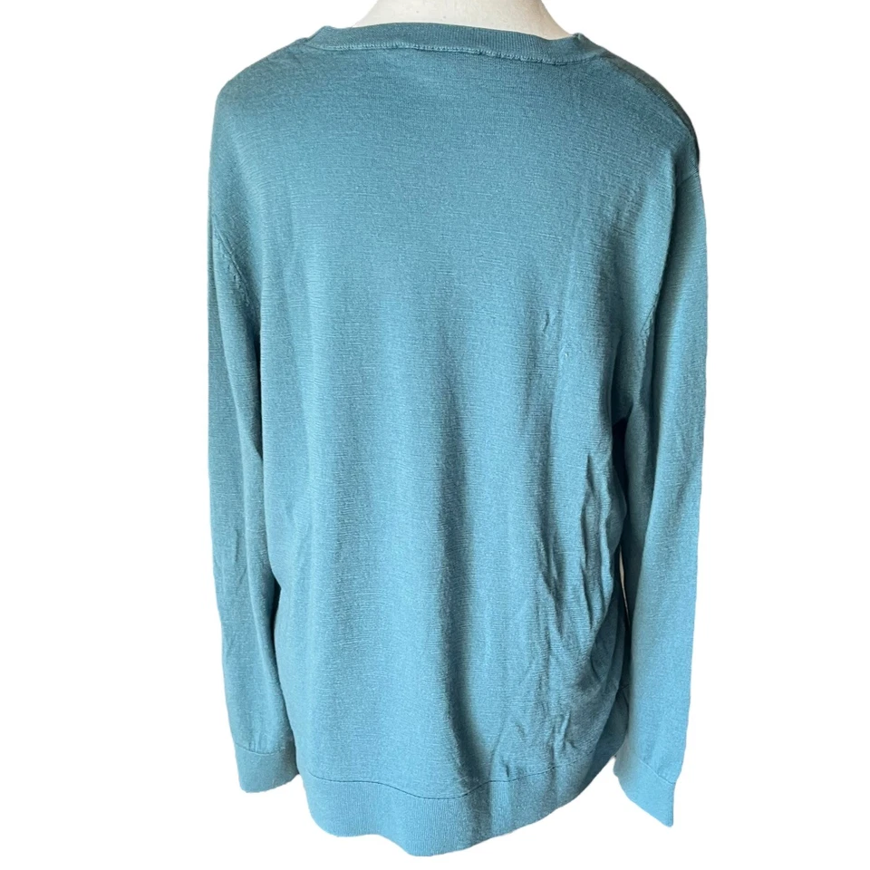 Suéter Katherine Barclay XXL extra fino lã merino azul gola redonda manga longa - Imagem 4 de 4