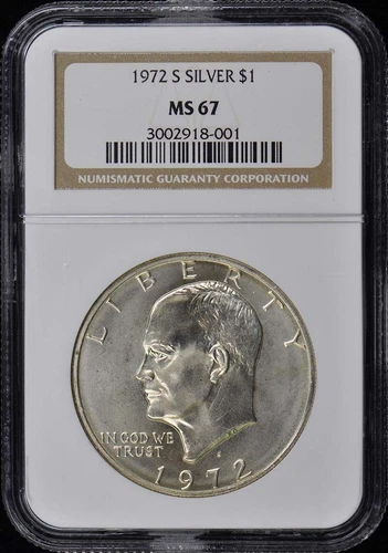 1972-S SILVER Eisenhower Dollar $1 NGC MS67