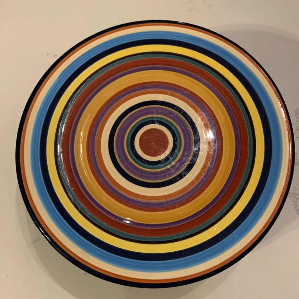 5x TABLETOPS UNLIMITED Havana Salad Plate 8.5 inch HandPainted Bright Stripe - Image 3 of 4