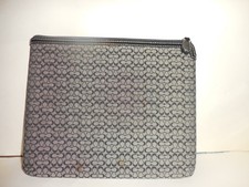 Coach Brown Gold Signature Tablet/ iPad Case Holder Zip 8.5 X 10.5  Padded Pouch