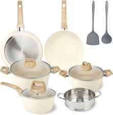 11 Piece Hammered Cookware Set Nonstick Granite Coated Pots and Pans Set