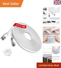Flat Ethernet Cable 15m Long, Cat6 Ethernet Network Cable RJ45 High Speed Lan...