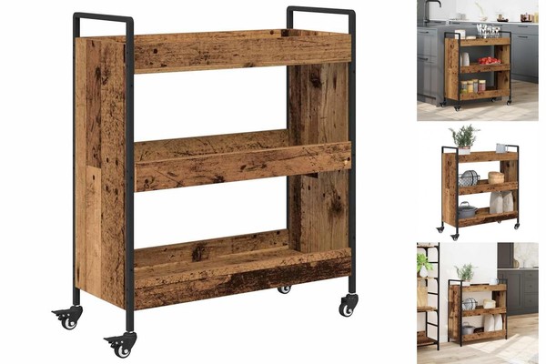 KüChenwagen Rollwagen Servierwagen KüChentrolley Altholz 70X30X82 Cm-image