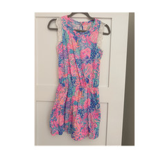 Lilly Pulitzer Girls Multicolor Floral Sundress Sleeveless Lace XS Cotton
