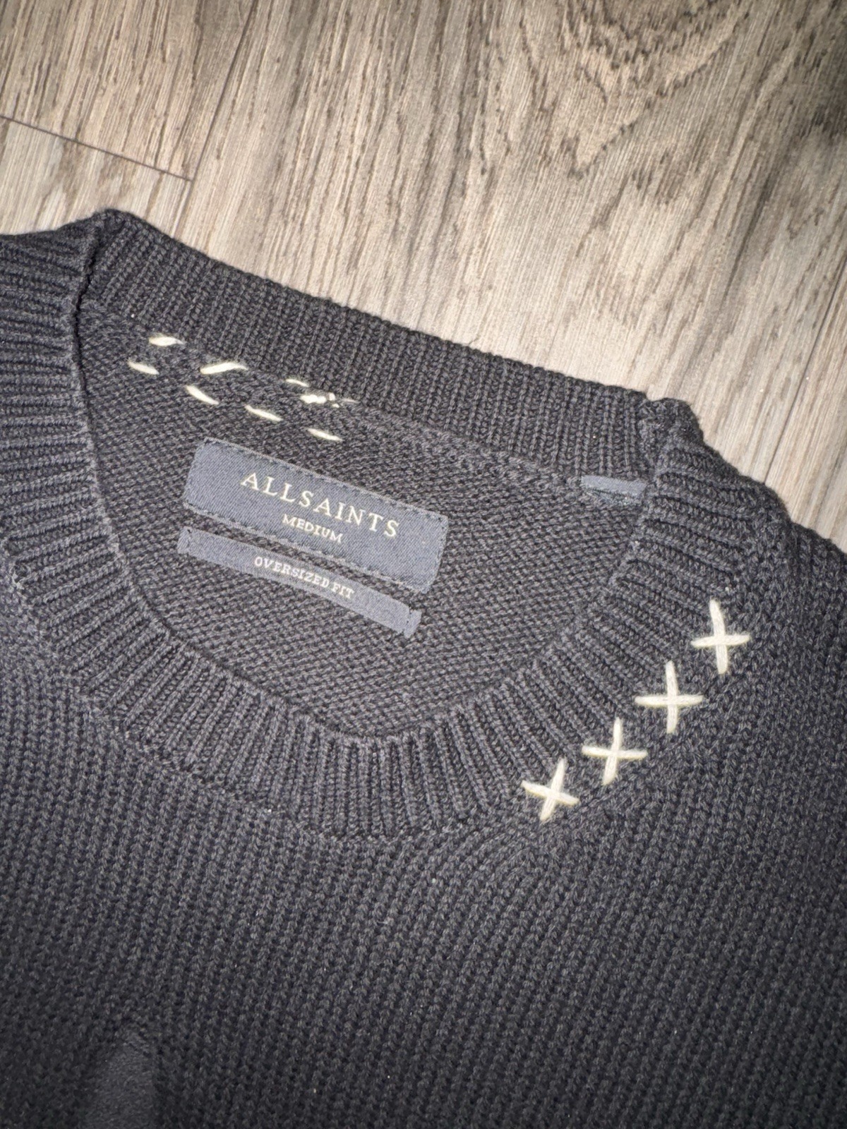 AllSaints Cotton Pullover Sweater Split Logo, Siz… - image 3