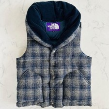 The North Face Purple Label x Harris Tweed Down Vest Gray Navy WS Japan