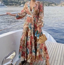 Zimmermann Cassia Patchwork Wrap Midi Floral Size 3/ AU14/ US10