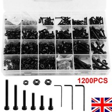 1200Pcs Bolts and Nuts Assorted M2 M3 M4 Carbon Steel Hex Screws & Socket Kit UK