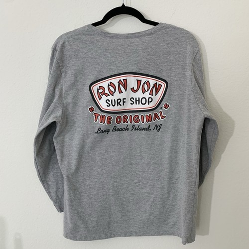 Ron Jon Surf Shop Long Beach NJ Men’s Shirt L Gray Graphic Print L/S