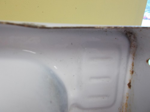 VINTAGE SINK METAL ENAMEL PORCELAIN FARM HOUSE BATHROOM CAMPER ART DECO - Picture 6 of 23