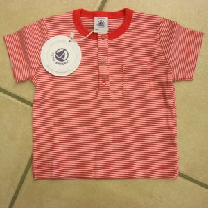 NEU! T-Shirt mit kurzem Arm marine//weiß oder orange//weiß von Petit Bateau