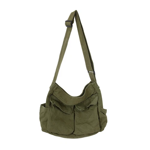 Damen Canvas solide Teenager Kuriertasche Damen große Kapazität Umhängetasche - Bild 20 von 37