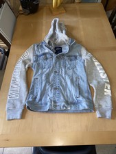 Hollister California Size Small Jean Jacket Hooded Womens Epic Flex Distressed