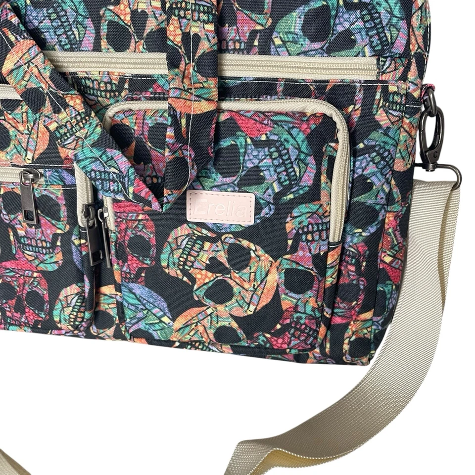Bolso Bandolera EZrelia Colorido Estampado de Calavera Mensajero Multi Bolsillo Foto 4 de 4