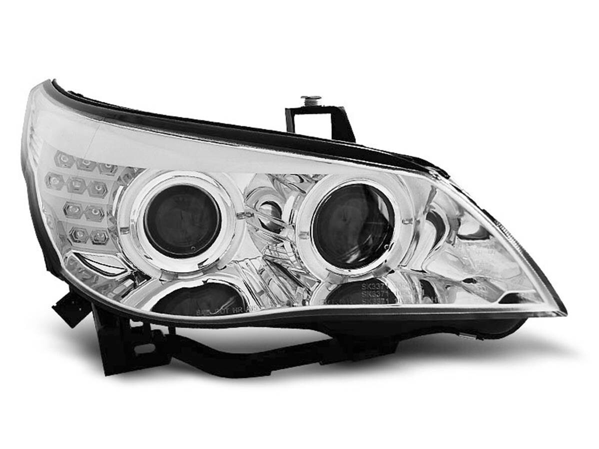 Phares BMW série 5 E60 ternis solution blocs Angel eyes LED chrome