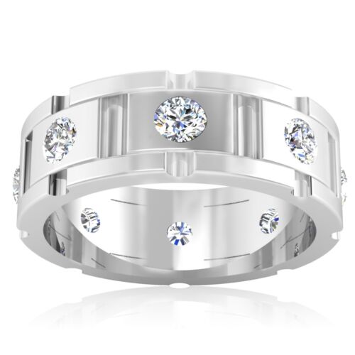 Round Cut 1.64 Ct Genuine Diamond Wedding Men's Band Real 950 Platinum Size 13 - Picture 1 of 6