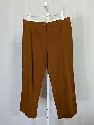 Celine Paris Vintage Brown Rayon Linen Capri Cropped Brown Pants 46 34'' Waist