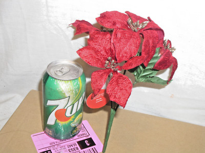 12 ASHLAND CHRISTMAS 9 INCH DARK RED POINSETTIA 4 STEM BUSH SILK FLOWER 756035