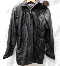 Overland Leather Parka With Fur Hooded Trim Size Small