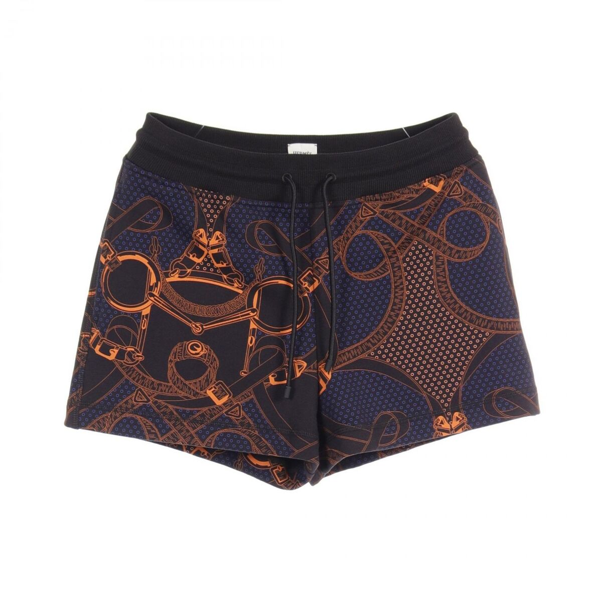 HERMES Short Pants 4H4419DC cotton Black Blue Orange Used HERMES Short Pants 4H4419DC cotton Black Blue Orange Used