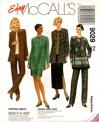McCalls 9029 Jacket Top Pants Skirt Misses Sewing Pattern Uncut Size 12 14 16