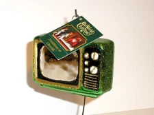 2015 OLD WORLD CHRISTMAS - RETRO TUBE TV - BLOWN GLASS ORNAMENT NEW W/TAG 32253