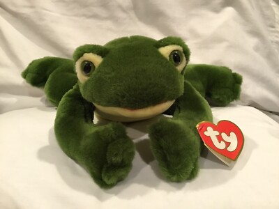 VTG Ty Plush 15“ Beanie Baby 1991 Green Bayou Freddie Frog Croaking ...