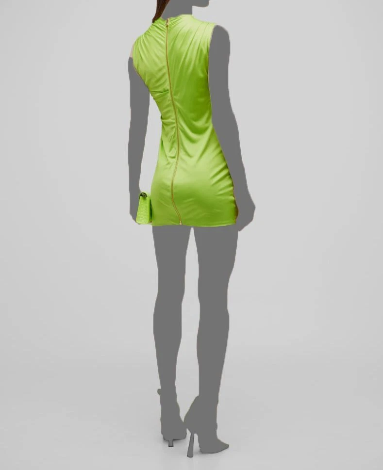 Mini abito da donna Versace verde con collo crossover da donna $2095 taglia 42