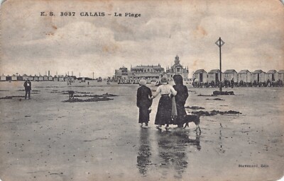 POSTKARTE - CALAIS - FRANKREICH - DER STRAND - MENSCHEN & HUND - STEVENARD EDIS - 3028