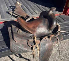 Scarce Antique Walter Newell Western Horse Saddle 14” Newells Saddle Shop St Lou
