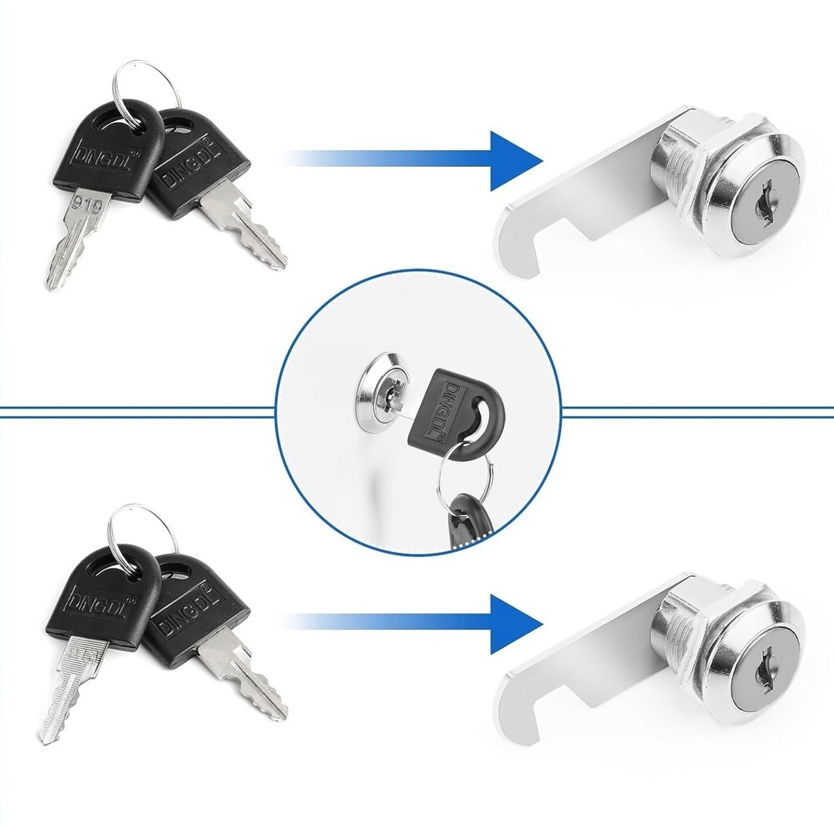 Set Di Sblocco Singolo, 1 Confezione Con Serrature A Camma Da 25,30,35,40 Mm Con Chiave Per Proteggere Il Tuo Schedario E Il Cassetto, La Porta, La Cassetta Postale, La Cassetta Degli Attrezzi - Foto 3