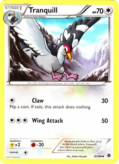 Tranquill - 81/98 - Uncommon - Reverse Holo NM, English Pokemon Emerging Powers