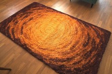 Vintage Woll-Teppich Orange-Braun 70er Jahre 120x200