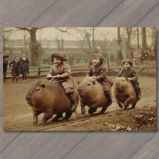 STICKER Capybara Kids Riding Old School Vibe Weird Strange Funny Race Giant