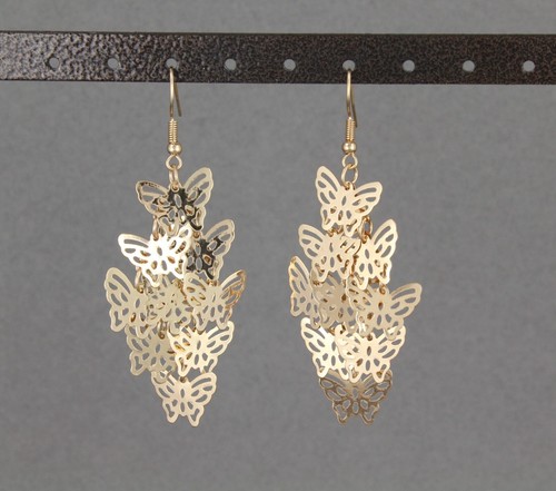 Pendientes colgantes colgantes de mariposa de filigrana de filigrana 3" de largo - Imagen 8 de 9