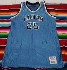 Vtg Ripon Athletic Tartan High School Varsity Basketball Jersey Mens XL Blue