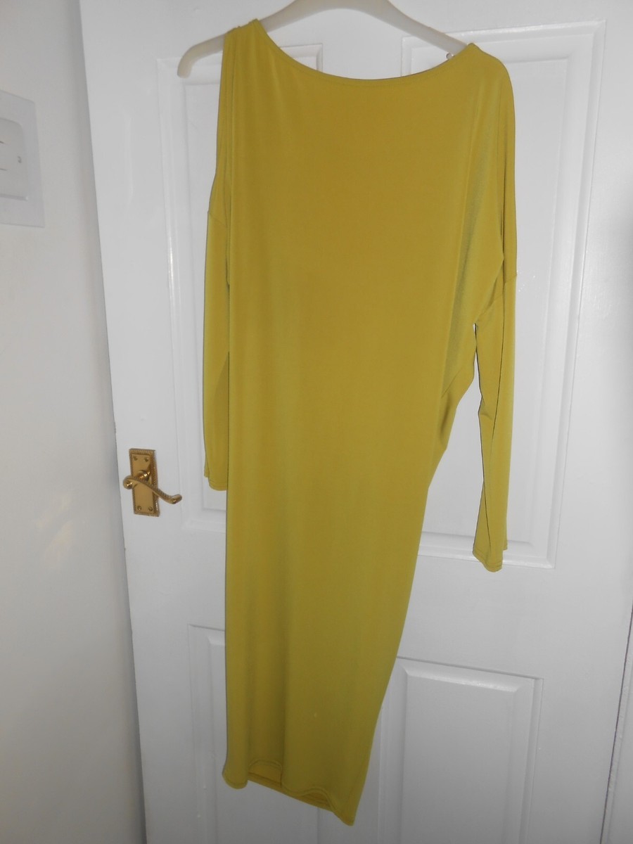 New ASOS acid yellow backless , cold shoulder dress size 10 | eBay UK
