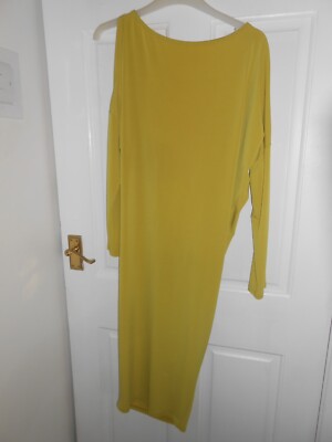 New ASOS acid yellow backless , cold shoulder dress size 10