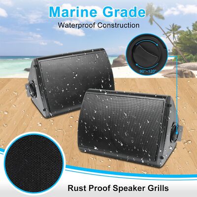 Herdio 400W 6.5'' Outdoor Wall Mount Speakers W/ Bluetooth Amplifier Weatherproof