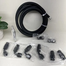 10FT AN6 6AN Nylon Braided Oil Fuel Line+Fittings Hose and Adaptor Black KIT