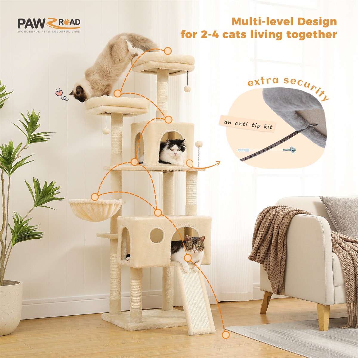 その他 TREEDOM Amazon.com : Feandrea Cat Tree, 79.1 Inch Tall Cat Tower for