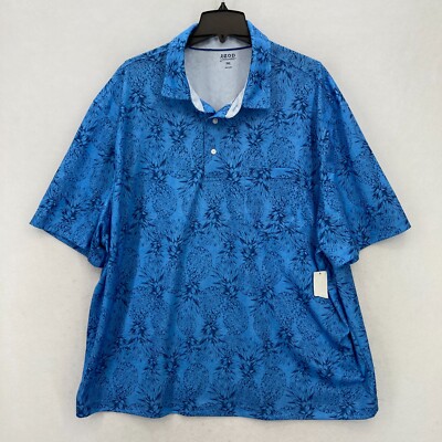 IZOD Saltwater Golf Polo Shirt Mens 3XL Blue Pineapple Performance Stretch NWT