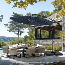 10ft Cantilever Patio Umbrella Outdoor Backyard Offset Hanging Umbrella w/ Base