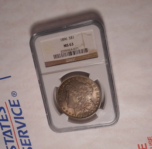 1896 Morgan Silver Dollar - NGC MS 63 - Toned Morgan - Old Brown Label - MS 63