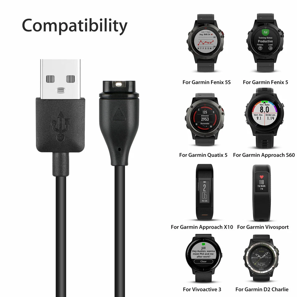 Cargador USB para Garmin Vivoactive 3 Fenix 5/5S/5X Vivosport Cable de Carga Cable Foto 4 de 4