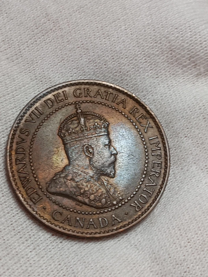 👉1902 Rainbow  Toned  RB Canada One Cent - MS Choice  A/8 - Image 2 of 4