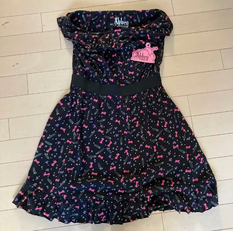 AVRIL LAVIGNE Abbey DAWN Ribbon Pattern Tube tops Mini Dress L